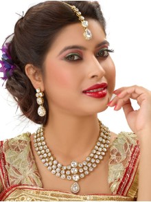 Amanahs Collection Kundan Choker and Earrings Set Indian Fashion Jewelry