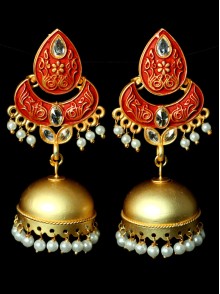 Reverse AD with Meenakari Jhumka Earrings