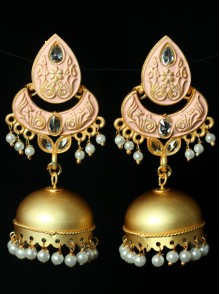 Reverse AD with Meenakari Jhumka Earrings