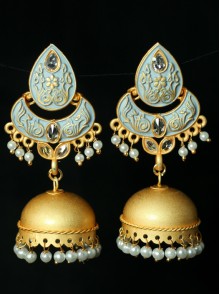 Reverse AD with Meenakari Jhumka Earrings