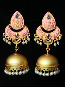 Reverse AD with Meenakari Jhumka Earrings